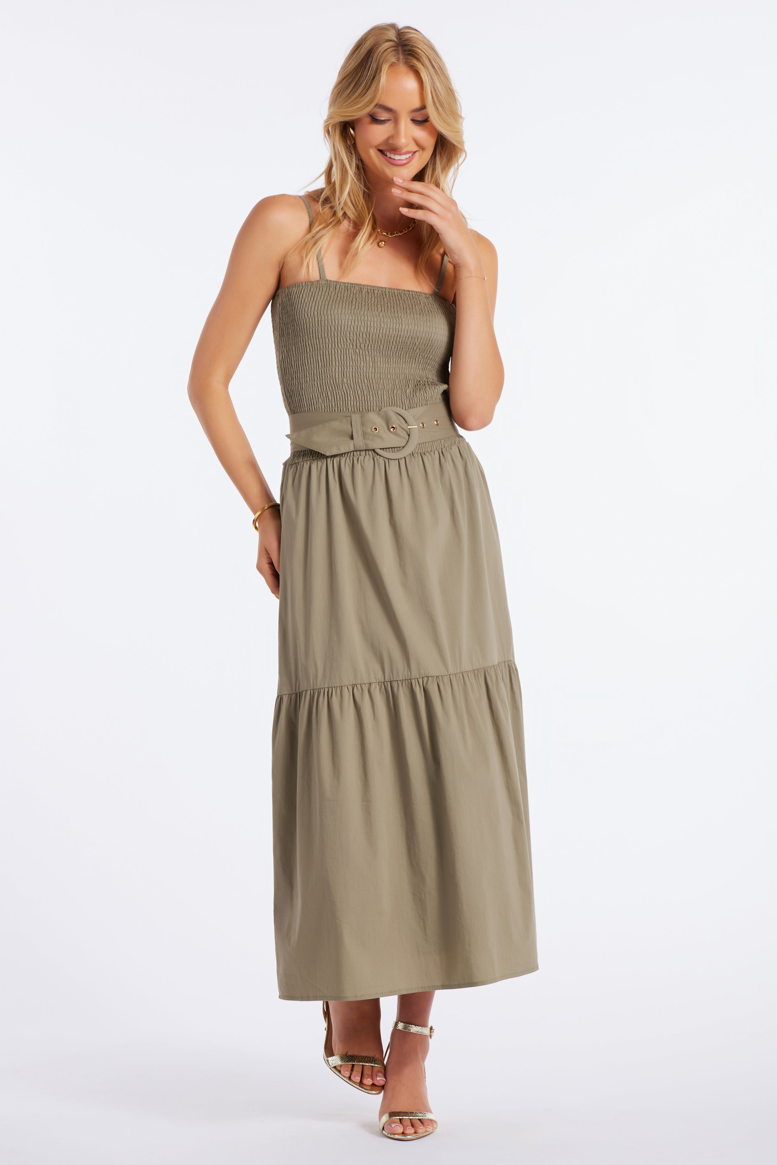Bishop + Young | Stella Smock Tiered Dress OLIVE / M Bishop + Young | Stella Smock Tiered Dress OLIVE / M