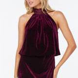 Luxe Velvet Bubble Hem Halter Top