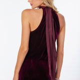 Luxe Velvet Bubble Hem Halter Top