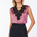 Solene Lace Detail Satin Top