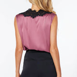 Solene Lace Detail Satin Top