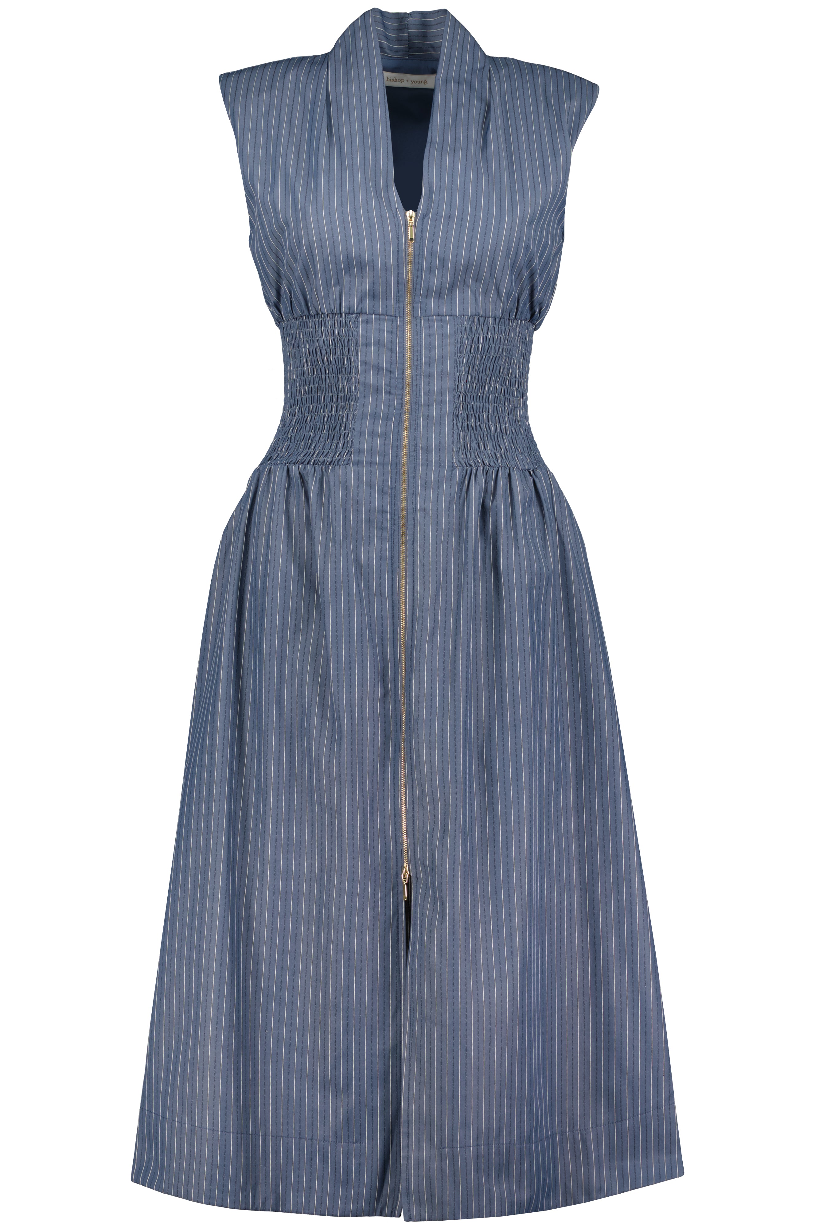 Skye Zip Front Dress Blue Stripe / L