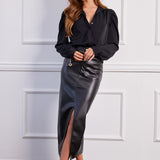 Cate Long Sleeve Ruched Blouse