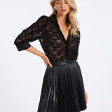 Nouvelle Faux Leather Pleat Skirt