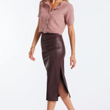 Colette Side Ruched Midi Skirt