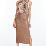 Colette Side Ruched Midi Skirt