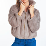 Faux Fur Funnel Neck Bomber