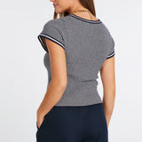 Hepburn Short Sleeve Stripe Sweater