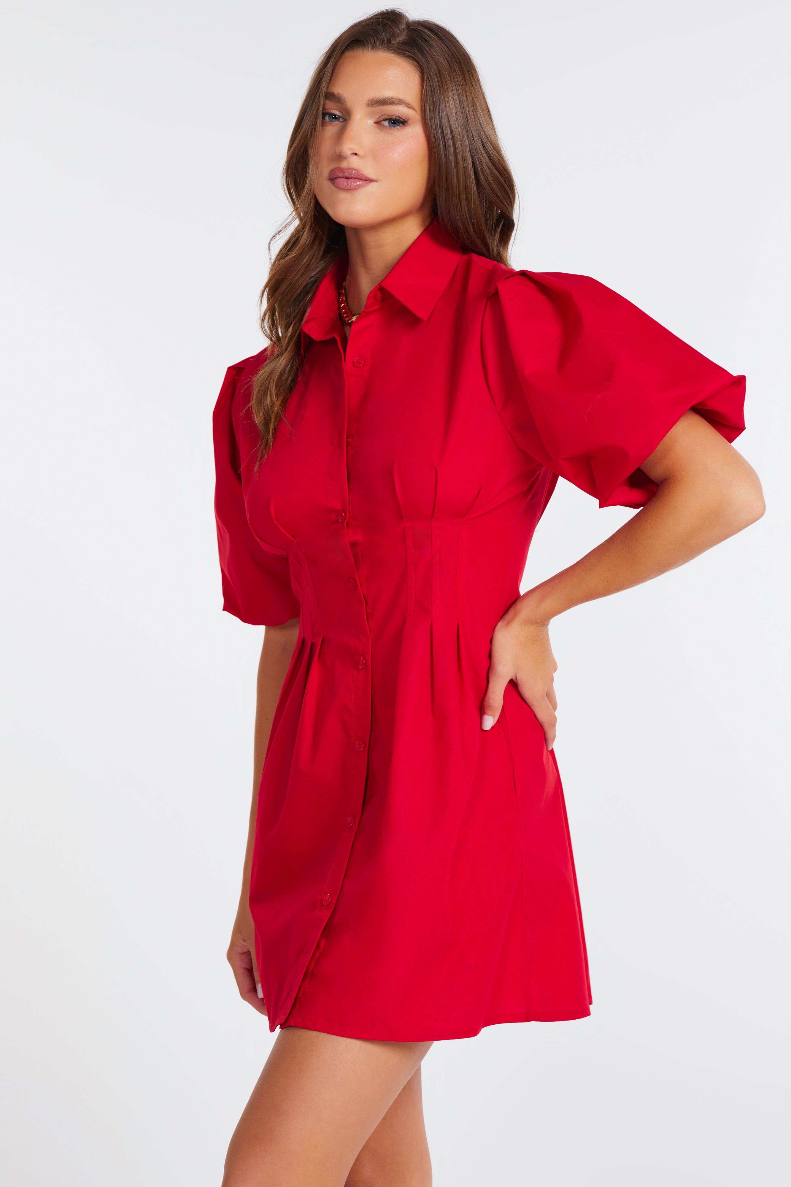 red puff sleeve dress Love Letters | Puff-Sleeve Maxi and an open Beloved Puff Sleeve Linen Blend