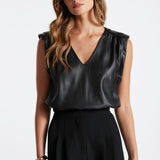 Simone Vegan Leather Top