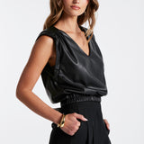 Simone Vegan Leather Top