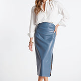 Colette Side Ruched Midi Skirt