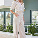 Cate Eyelet Ruched Sleeve Top