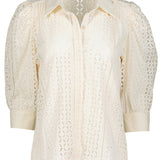 Cate Eyelet Ruched Sleeve Top