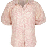 Anise Printed Bubble Sleeve Top