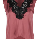 Solene Lace Detail Satin Top